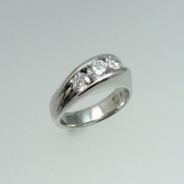 Waves Ring variation in Palladium with 1.10 ct t.w. diamonds