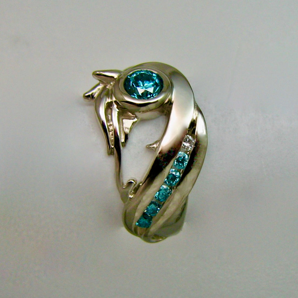 Waterhorse Ring with Blue Diamonds